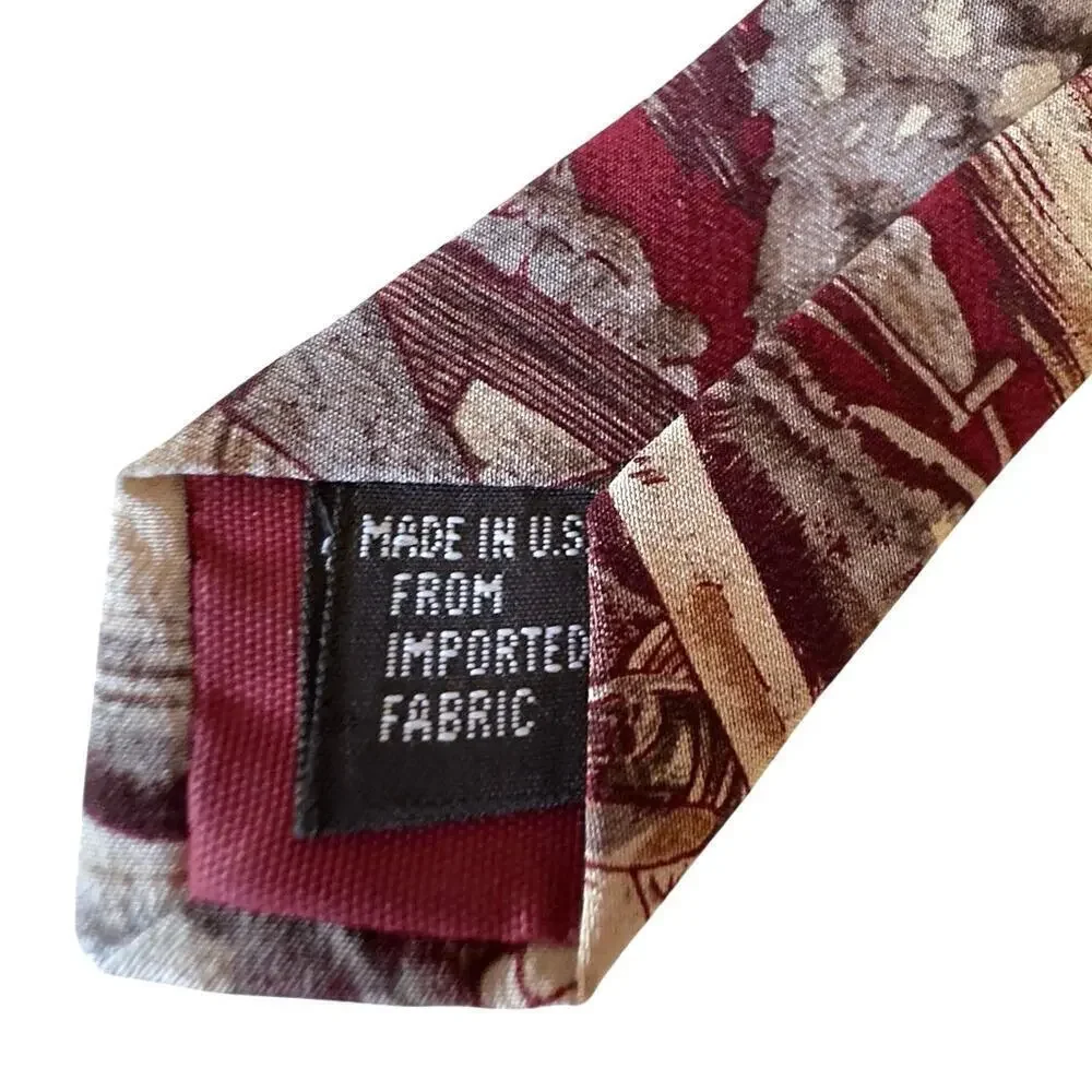 Vintage Burgundy Brown Biplane Airplane Men’s Tie Museum of Fine Arts Boston